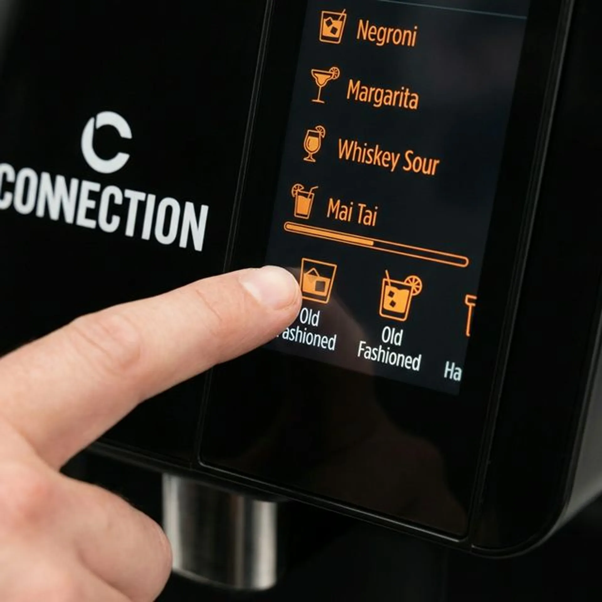 Erogazione cocktail via touchscreen